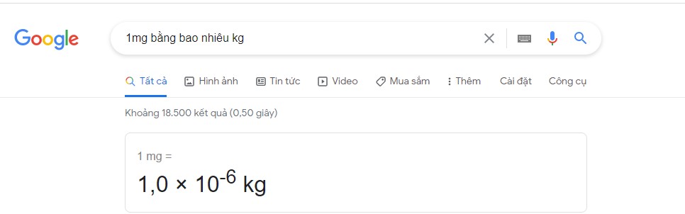 1mg bằng bao nhiêu kg?